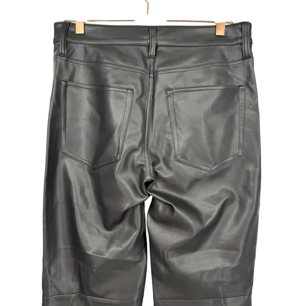 J.Crew Womens Faux Leather Nipped Straight Leg Pants Black Size 26 Minimalist - Image 7