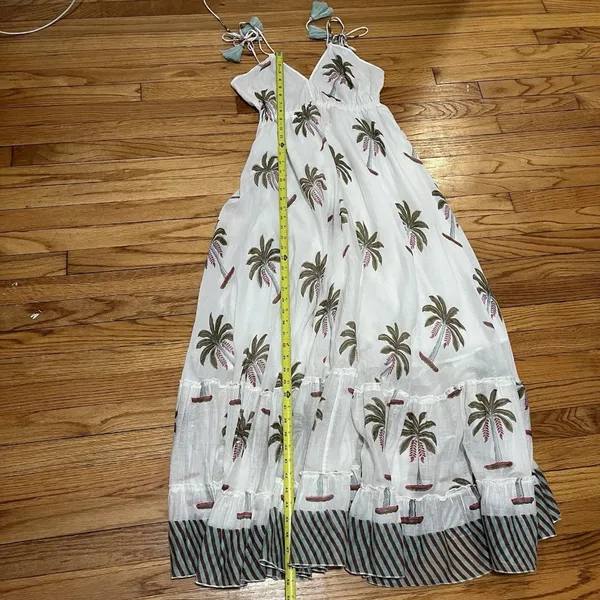 Roller Rabbit Morjim‎ Palm Venezia Maxi Tassel Cream Dress Size Medium - Image 10