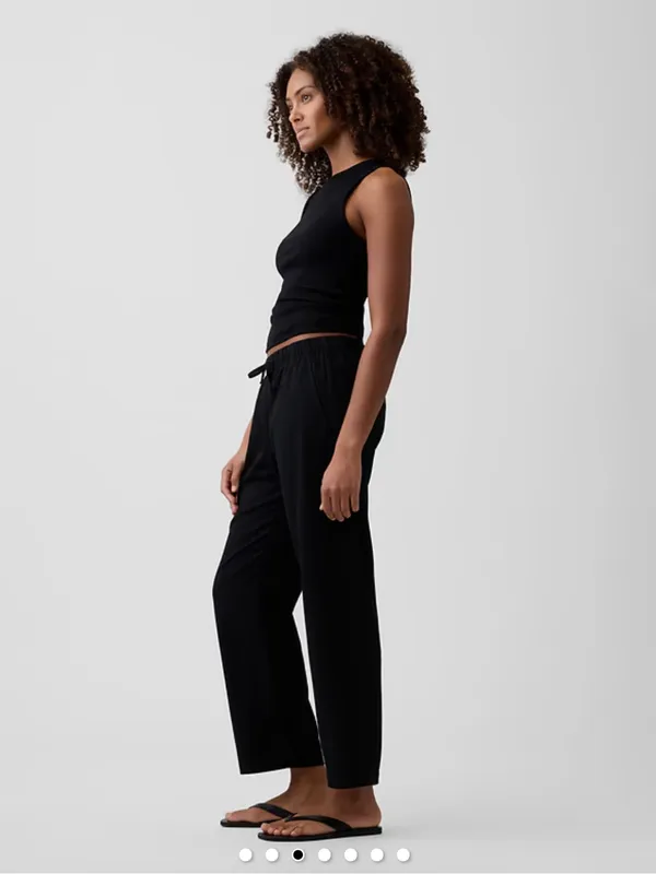 Gap Black Easy Pants Cotton Blend Drawstring Waist Medium - Image 2