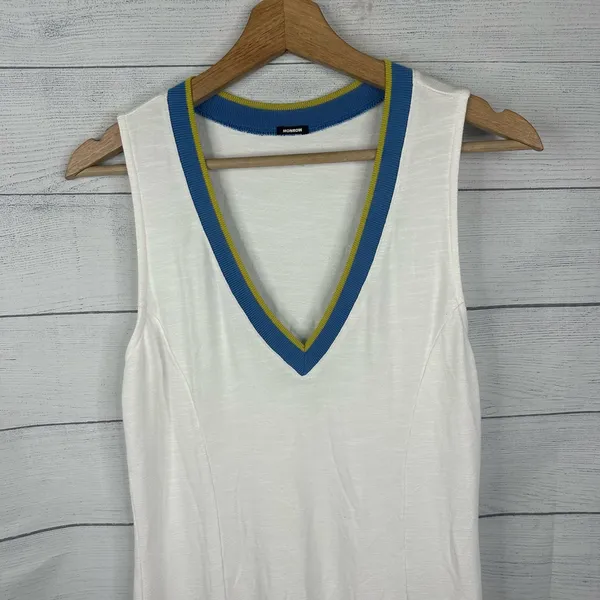 Monrow Womens Small White Sleeveless Tennis Dress Stretch Pleated Pickleball - Image 4