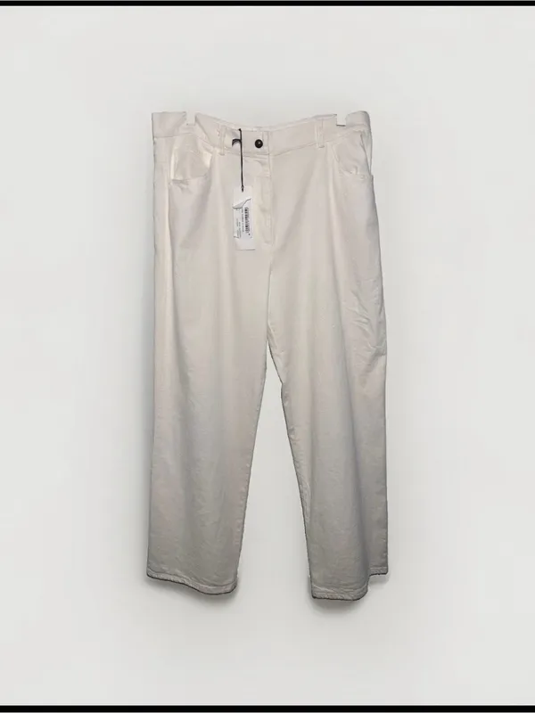 WJ Martin Roberta White Wide Leg Denim Pants Cotton Linen Blend NWT Sz 46 US 10 - Image 4