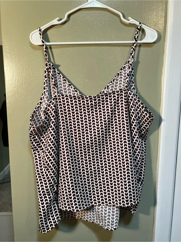 A New Day Women’s Size XXL Matte Satin Cami Camisole Tank Top White Dark Brown - Image 8