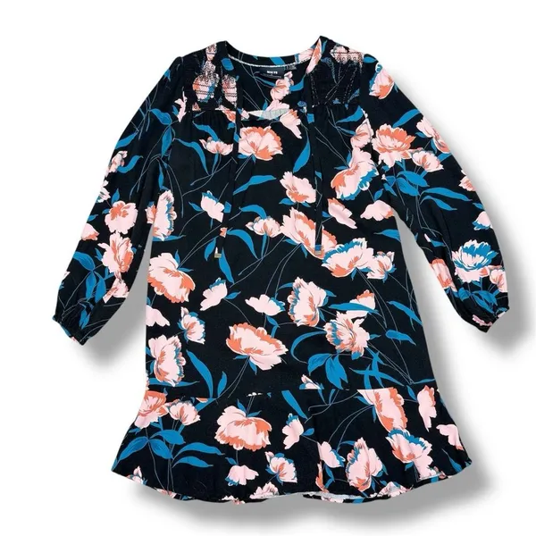 Maeve Anthropologie Ragonda‎ Floral Smocked Shoulder Tunic Shift Dress Black 4 - Image 13