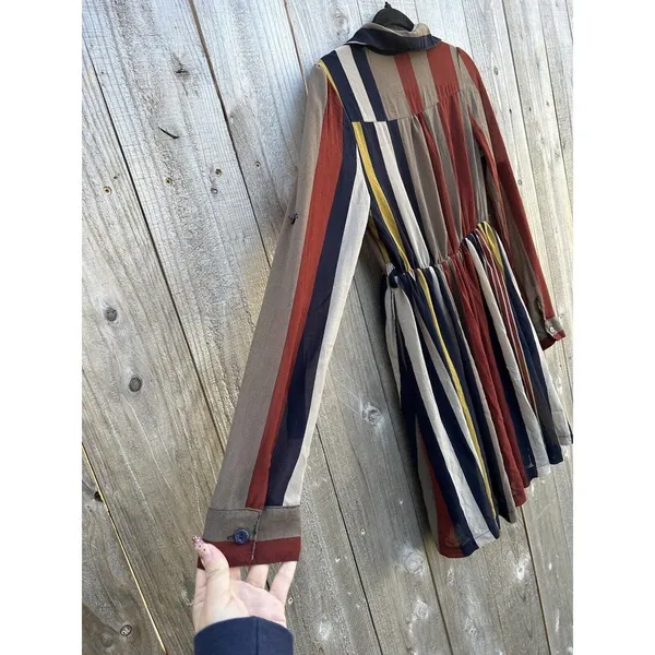 XTAREN Dress Size Small Stripe‎ Long Sleeve Fall Botton Cottage Cute - Image 7