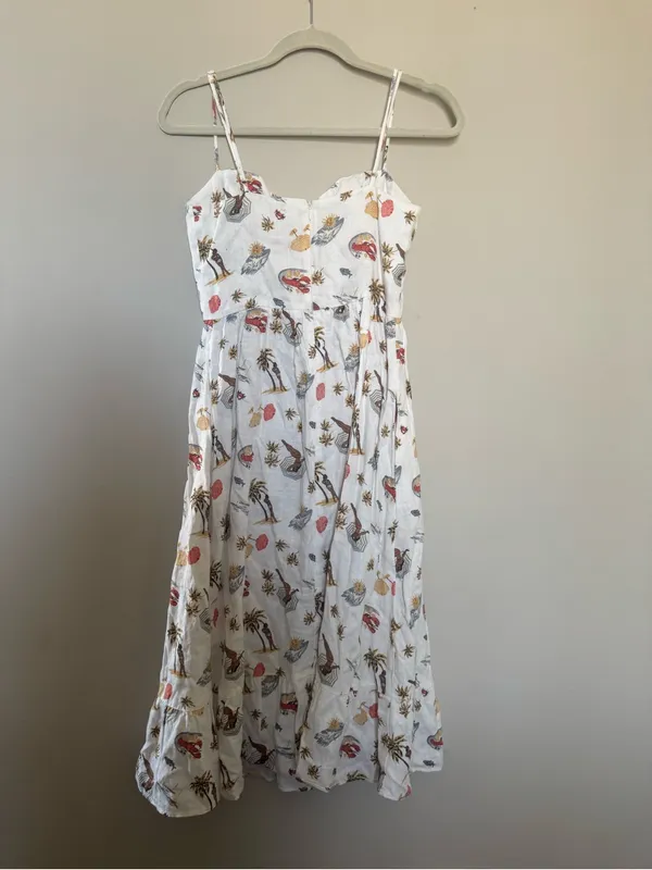Reformation White Floral Midi Dress with Ruffled Straps - Image 2