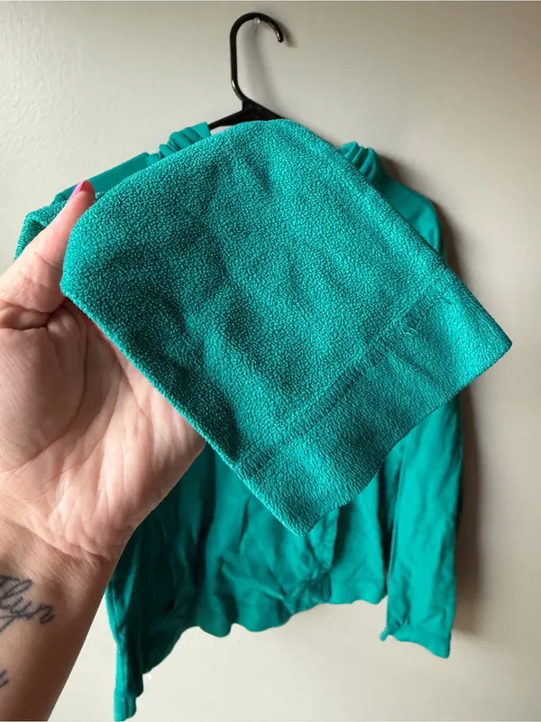 Columbia Teal Fleece Hoodie Women’s Large Pullover Kangaroo Pocket Outdoor - Image 4