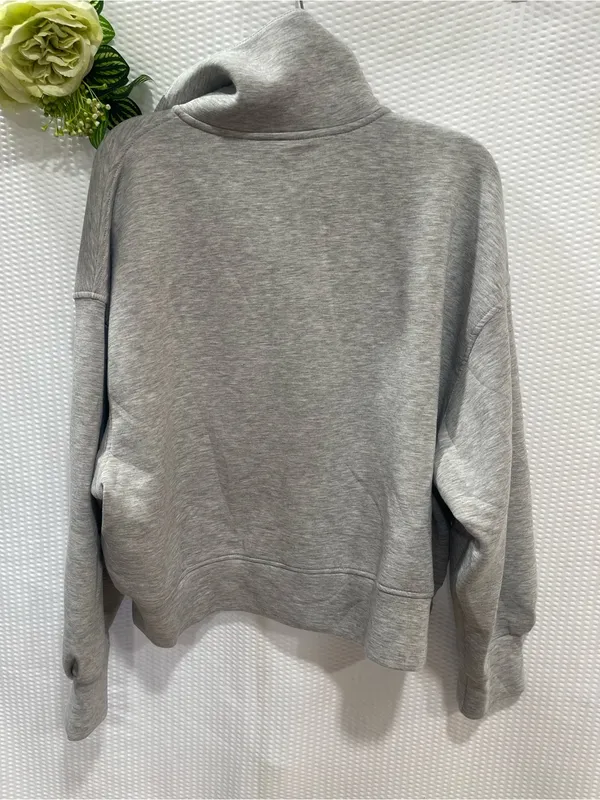Old Navy Active Women’s XL Gray Bounce Fleece Cropped Quarter Zip Pullover - Image 4