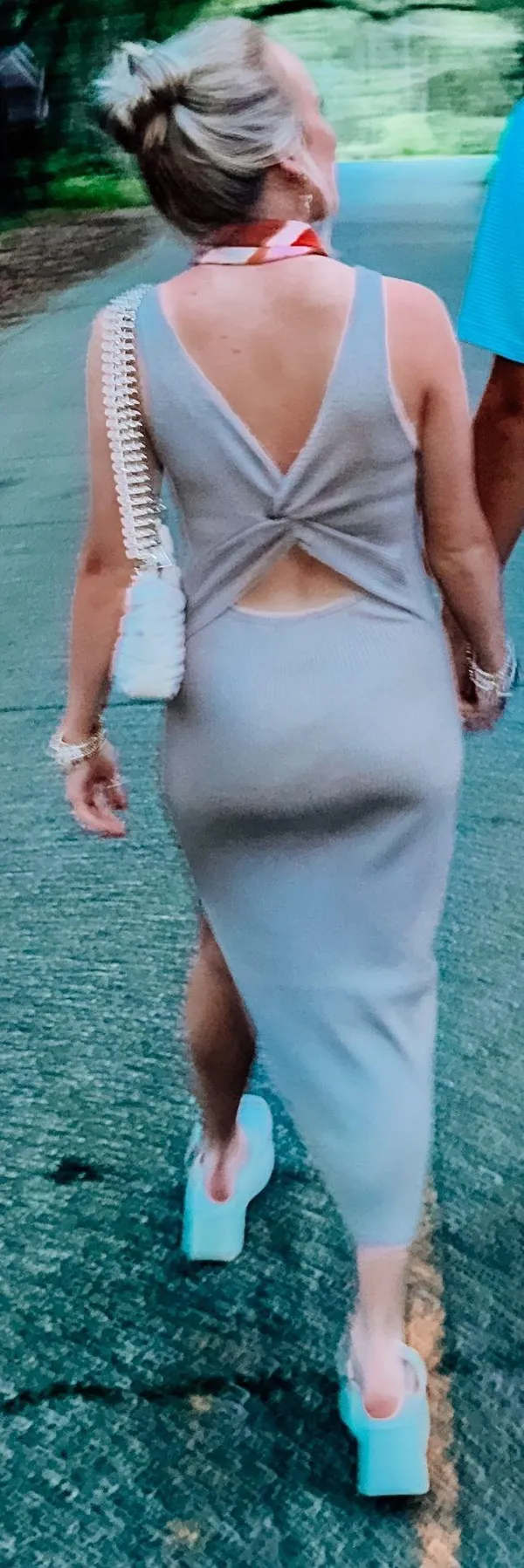 Maxi Bodycon Dress Gray Size XS - Image 2