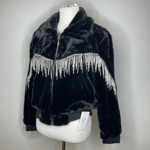 Blush Boutiques- Black Diamond Faux Fur Coat - Image 6