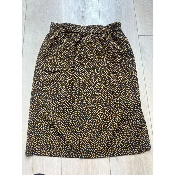 J. Crew Brown & Black Polka Dot Printed Midi Skirt Size Large - Image 8