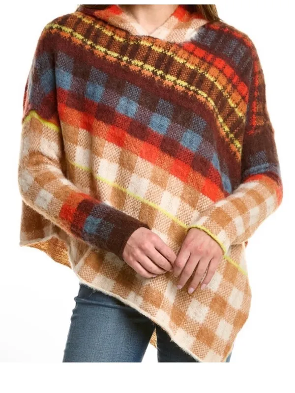 $198 Free People Ainsley Poncho hooded sweater S - Image 3