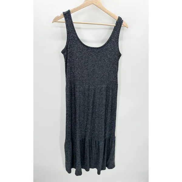Daily Ritual Womens Gray Ribbed Knit Tank Maxi Dress Tiered Sweater Small BC18‎ - Image 8