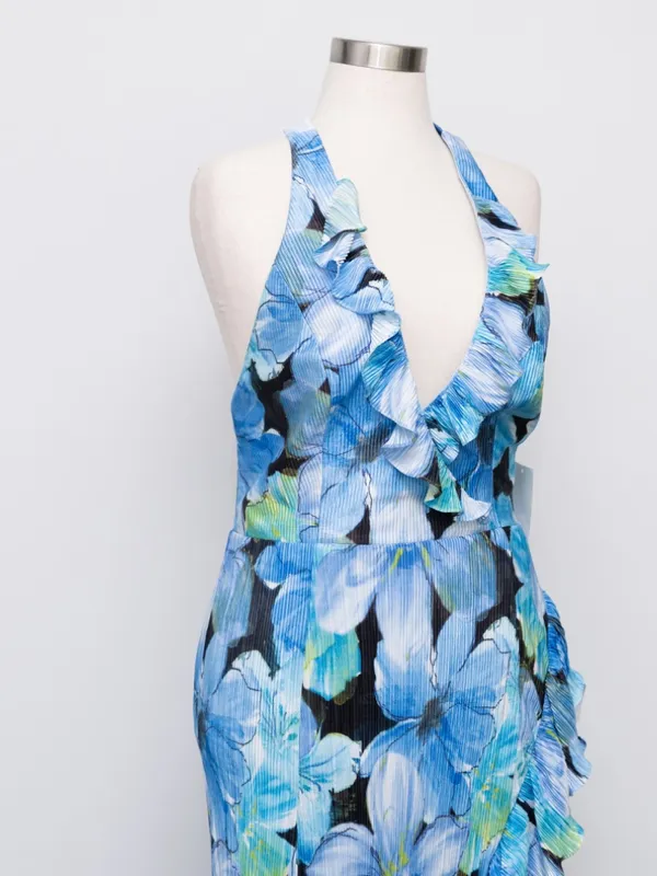 Dress the Population - Kathleen Floral Ruffle Halter Gown‎ - Image 9