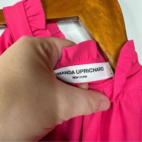 Amanda Uprichard Pink Ruffle High Neck‎ Mini Dress Size Small - Image 3