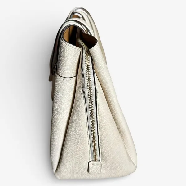 Coach Lori Carryall Tote Shoulder Bag Chalk Cream Pebbled Leather Turnlock Zip - Image 3