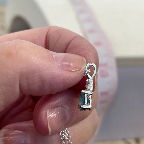 Boutique Sterling silver with light blue quartz. Sterling silver setting and chain. - Image 7