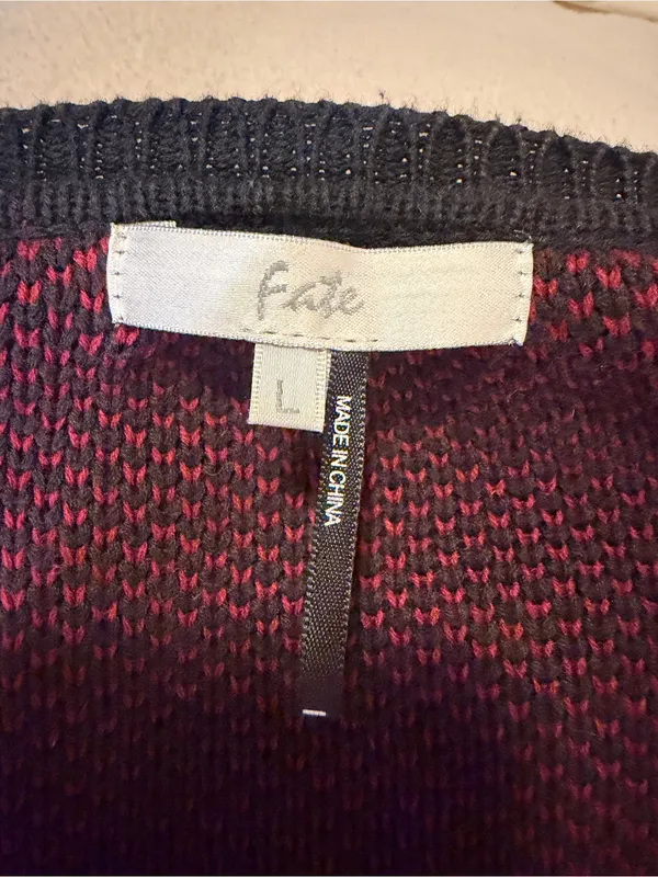 Fate Fringe Cardigan with Burgundy and Tan Accents - Image 4