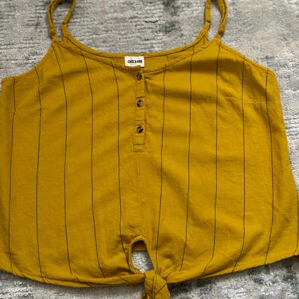 Dizzier Yellow with Black Stripes Thin Adjustable Straps Crop Top Size M Size M - Image 5
