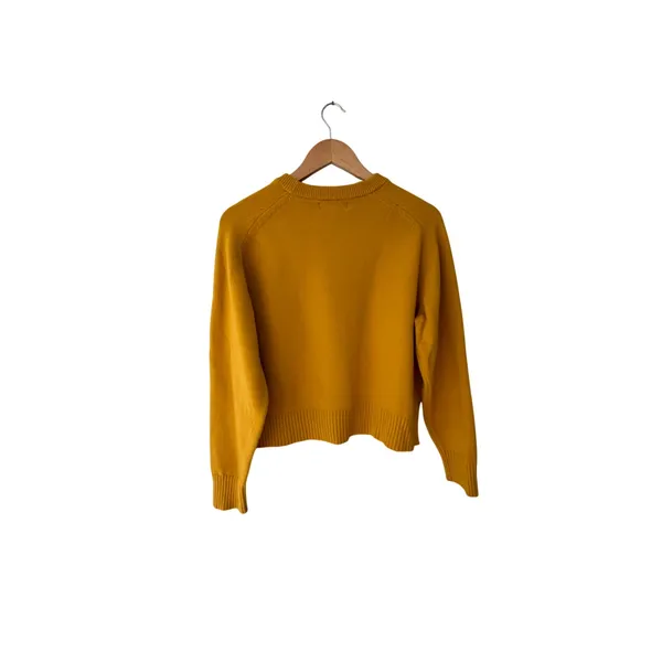Banana Republic Mustard Yellow Sweater Small Cotton Wool Blend Cropped Crewneck - Image 2