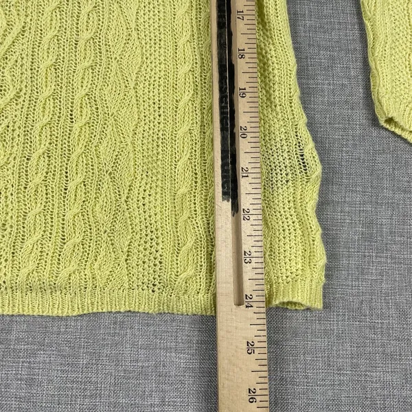 Lauren Ralph Lauren Sweater Womens M Yellow V-Neck Linen‎ Cable-Knit Pullover - Image 4