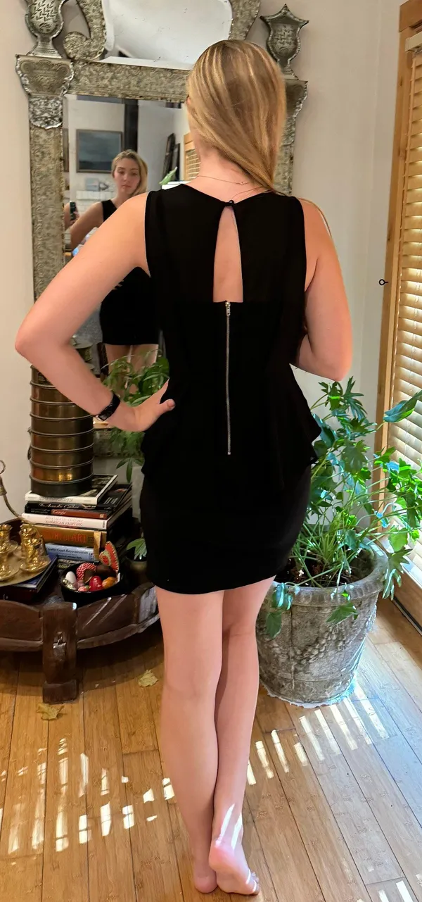 Black Mini Dress With Ruffle - Image 3