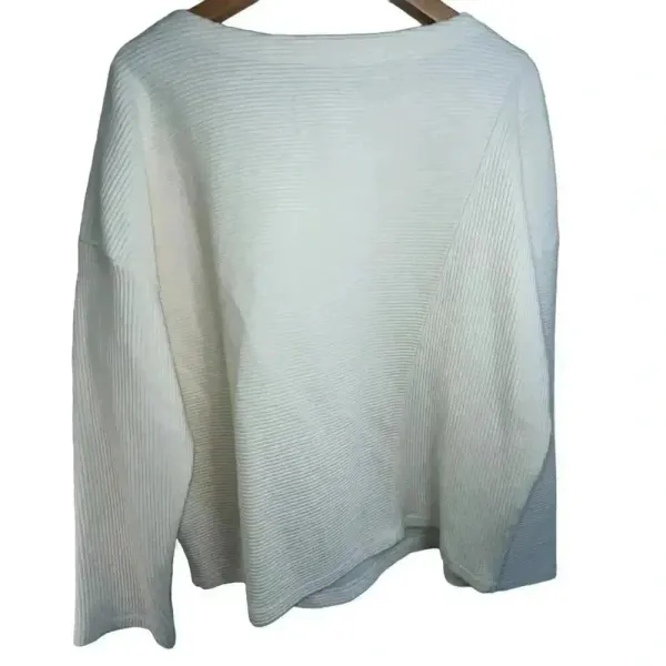 MAEVE Anthropologie Women's Cream Ribbed Long Sleeve Tunic Large‎ - Image 3