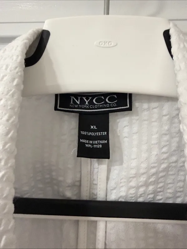 New York Clothing Co. White Textured Double-Breasted Cardigan Blazer - Image 3