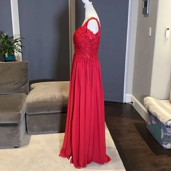 Women’s A-Line Cap Sleeve Bridesmaid Prom Party Dress with Leg Slit Size L NWT - Image 3