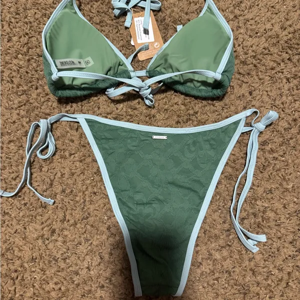 Green and Blue Women's Bikini Set Size M - Image 6