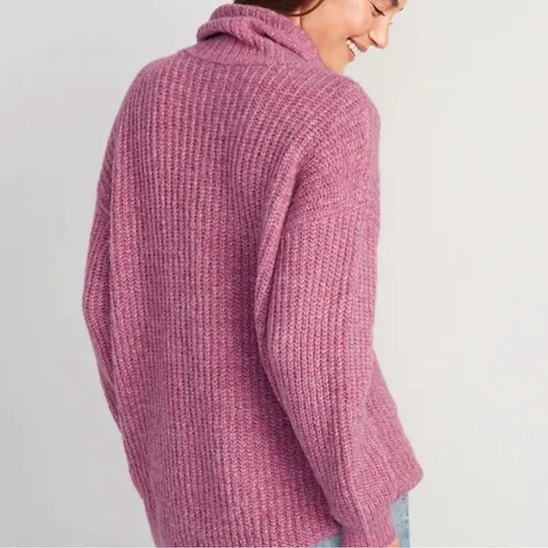 Old Navy Shaker-Stitch Tunic-Length Turtleneck Sweater - Image 2