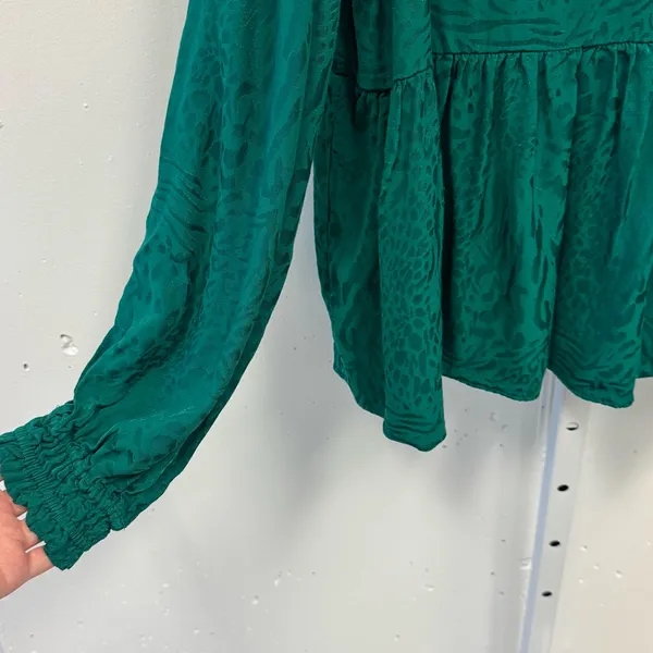 Lilly Pulitzer Animal Pattern‎ Jaylene Long Sleeve Jacquard V-neck Blouse Sz 16 - Image 7