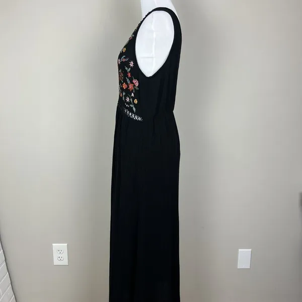 World‎ Market Dress Womens Small Medium Black Embroidered Floral Maxi Boho India - Image 10