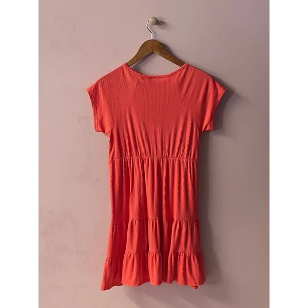 No Boundaries Reddish Pink Ribbed Summer Dress Size M - Image 10