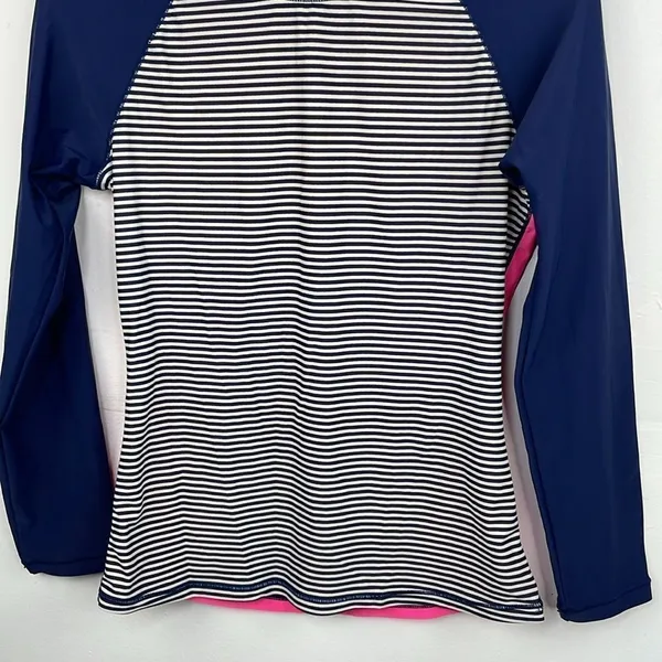 GAP Striped Navy Blue Pink Long Sleeve Athletic Top size Medium - Image 3