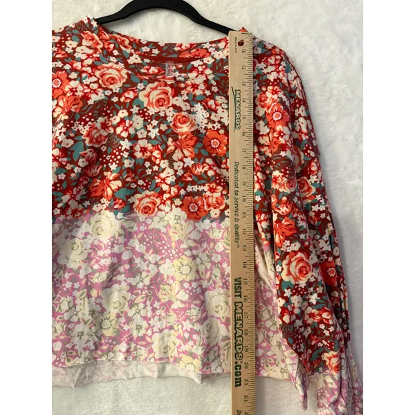 FP Movement Free People Mixed Floral Long Sleeve Top NWT Medium Faded Poppy Red - Image 3