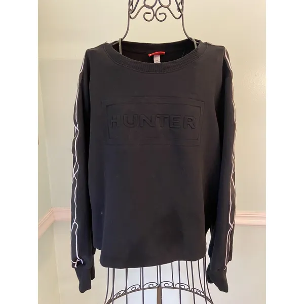 Hunter for Target Womens 1X Black Sweatshirt‎ Logo Tape Sleeve Sweater Casual - Image 2