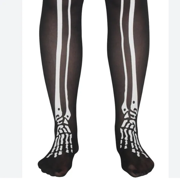 Black Skeleton Print Tights Halloween - Image 3
