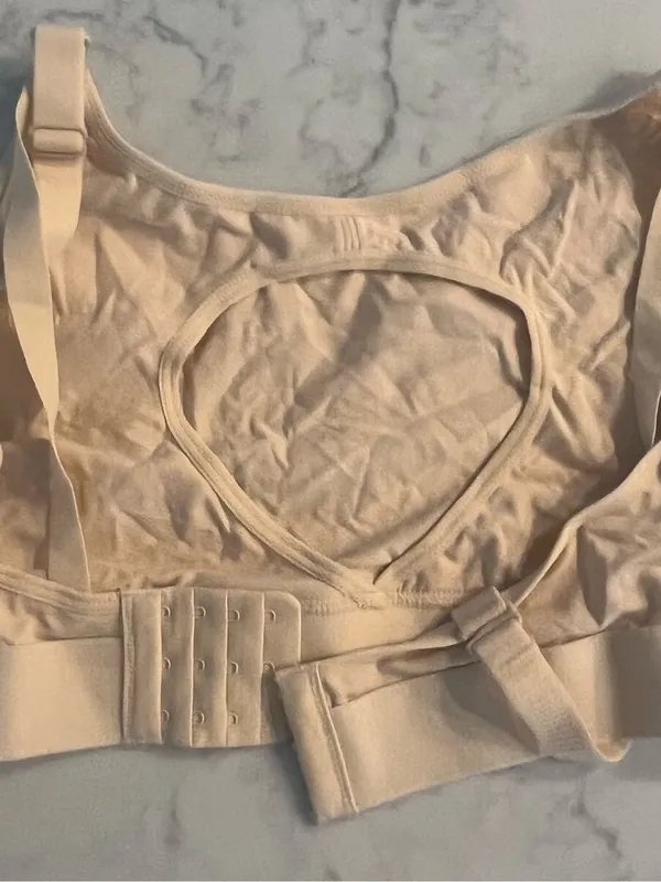 New Momcozy Women's Nursing Pumping Bra Size Medium Beige Adjustable Straps Mom - Image 3
