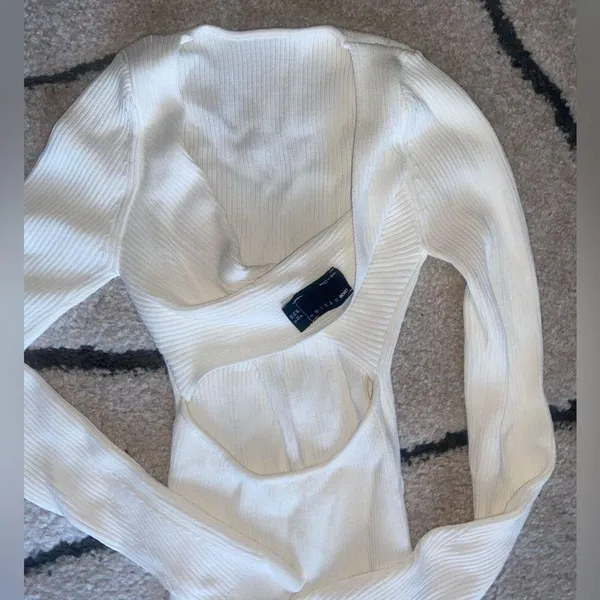 ASOS DESIGN sweater with twist back detail in cream - Image 6
