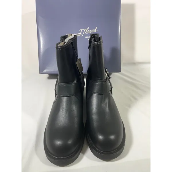 Universal Threads Conner Faux Leather Buckle Moto Boots Memory Foam Black Sz 9 - Image 2