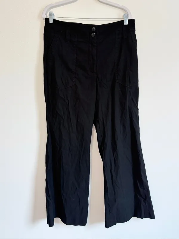 Anthropologie Maeve The Naomi Flare Pants Size 14 Black Stretch - Image 2