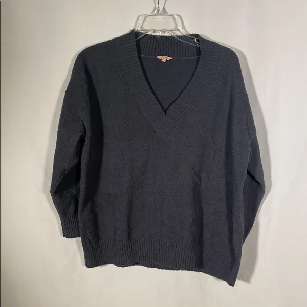 Eberjey BOUCLE BOYFRIEND OVERSIZED V NECK SWEATER GRAPHITE GRAY SMALL - Image 2