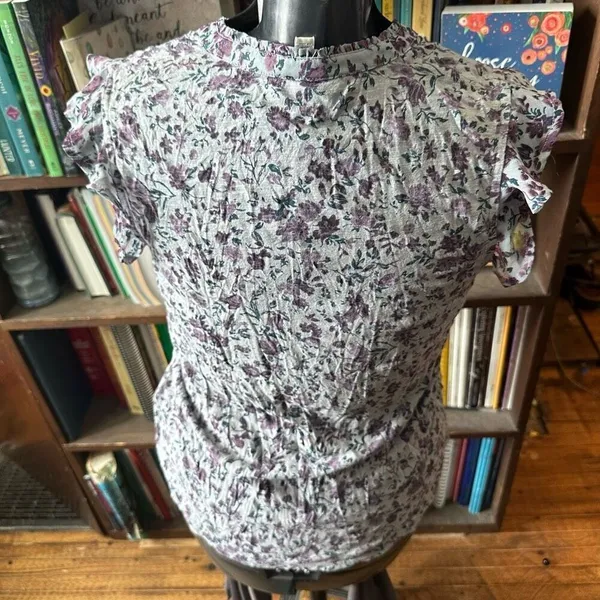 Lucky Brand purple floral ruffled boho S fairy core blouse - Image 2
