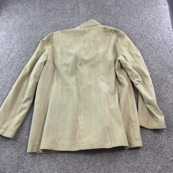 DKNY Classic Beige Suede Blazer Jacket Womens‎ Size Medium Button Front Pockets - Image 6