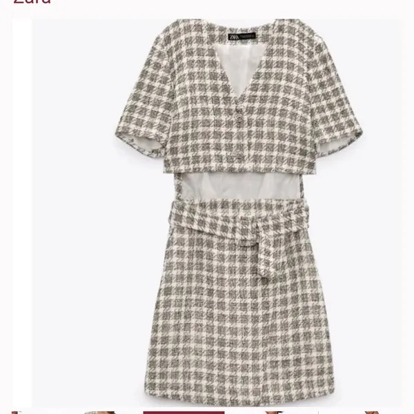 Zara Ecru Textured Check Cut-Out Mini Dress - Image 2