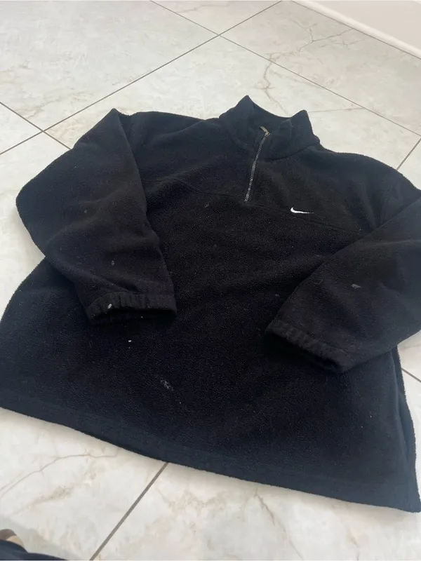 Vintage Nike Black Fleece Quarter Zip Pullover Size Medium - Image 2