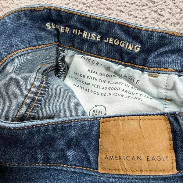 American Eagle Super Hi Rise Jegging Jeans Womens 2 Short Blue Stretch Skinny - Image 5
