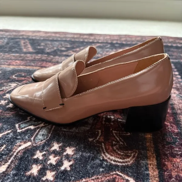 Linea Paolo Nude Square Toe Block Heels Patent Leather‎ Casey - Image 2