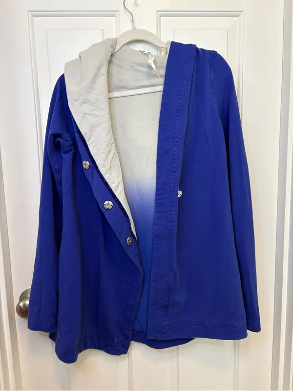 lululemon hoodie button cardigan sweater size 8 blue cotton cozy oversized fall - Image 3