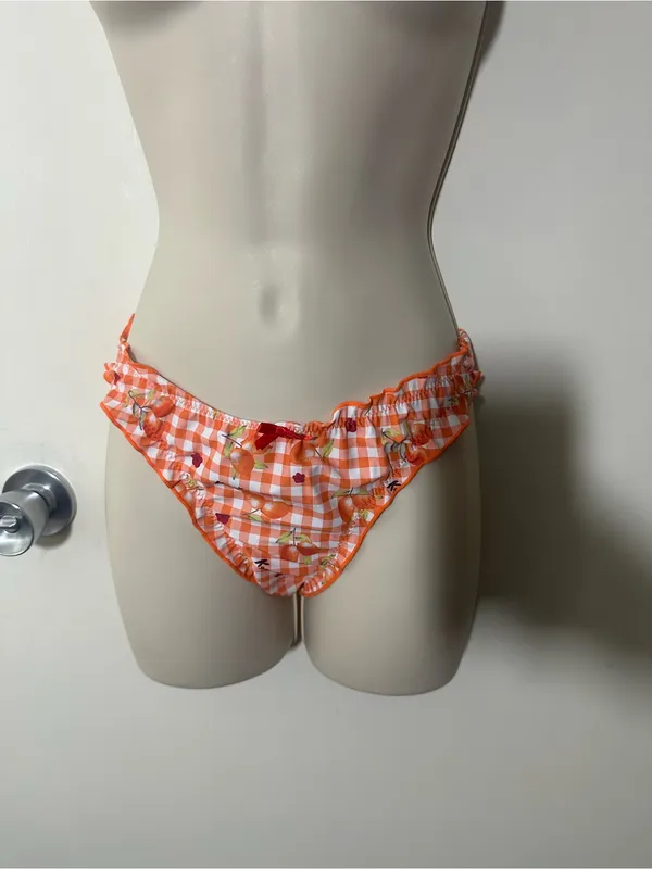 Orange Gingham Floral Ruffle Bikini - Women Swim - Image 5